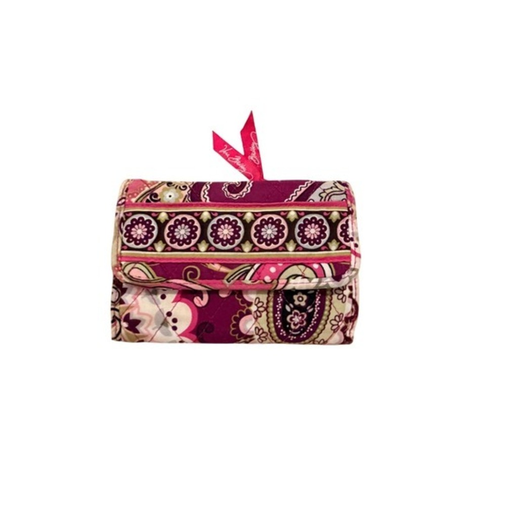 Vera Bradley Pink Purple Floral Paisley Quilted Cotton Trifold - Picture 1 of 3